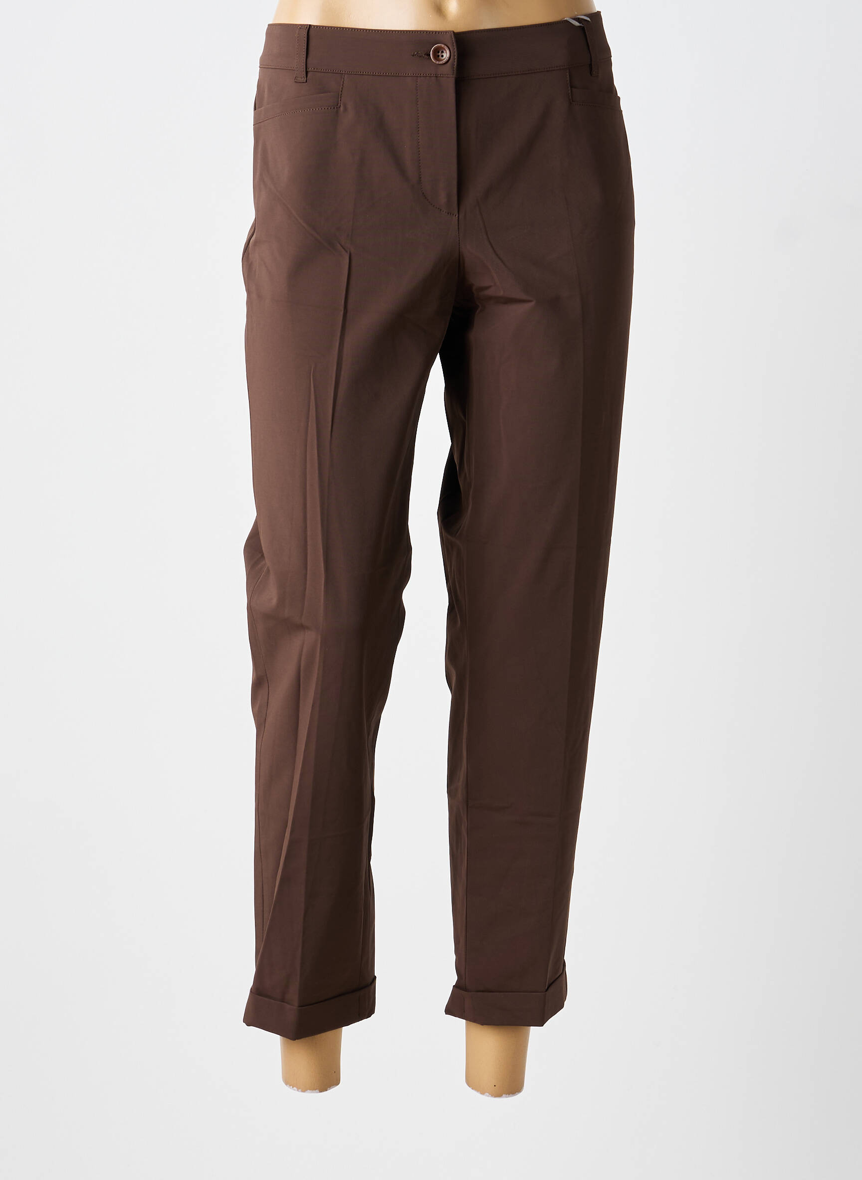 Pantalon 7/8 taille élastique taille normale marron RAFFAELLO ROSSI femme