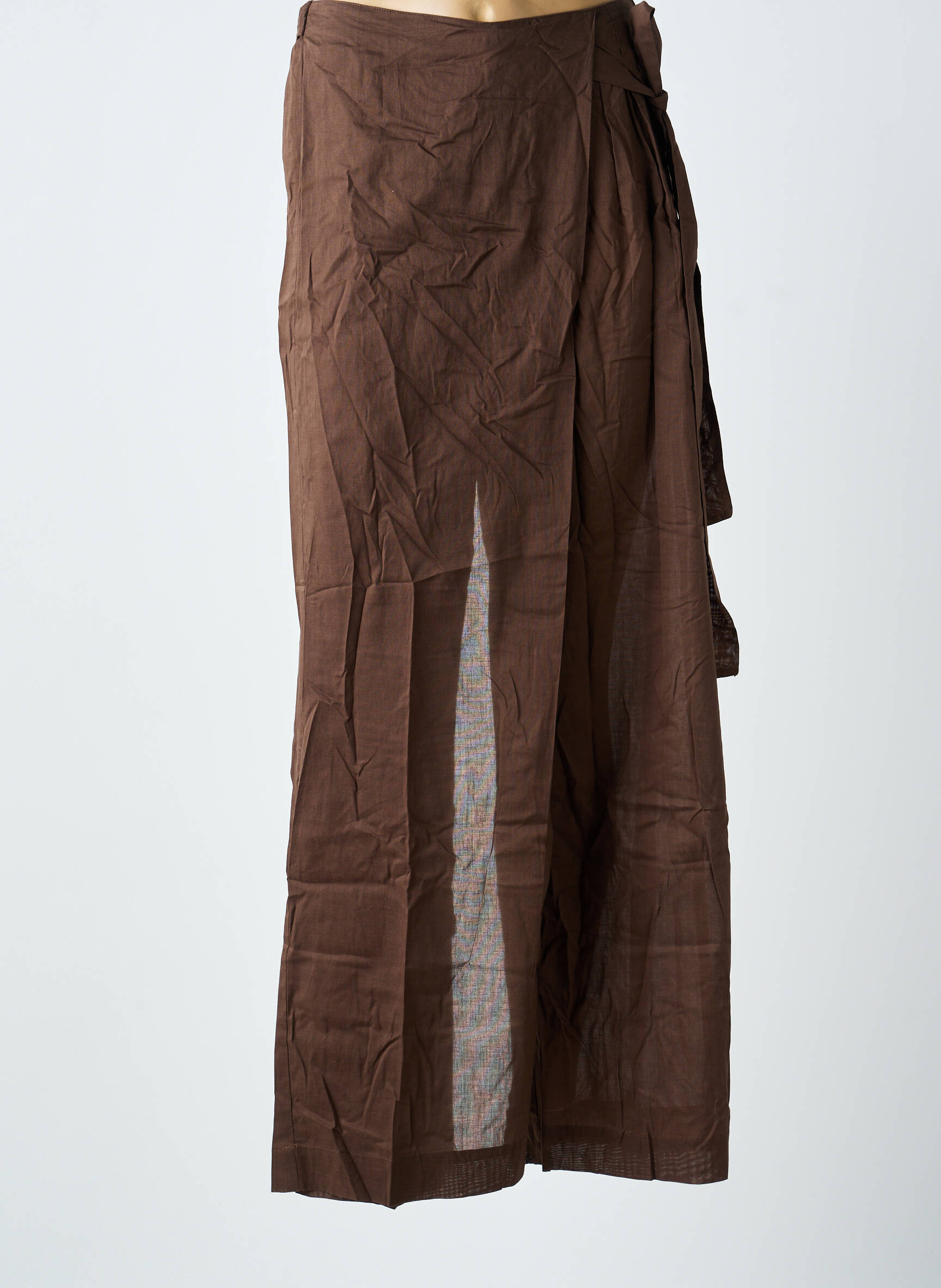 Pantalon large tissage popeline taille normale marron TWINSET femme