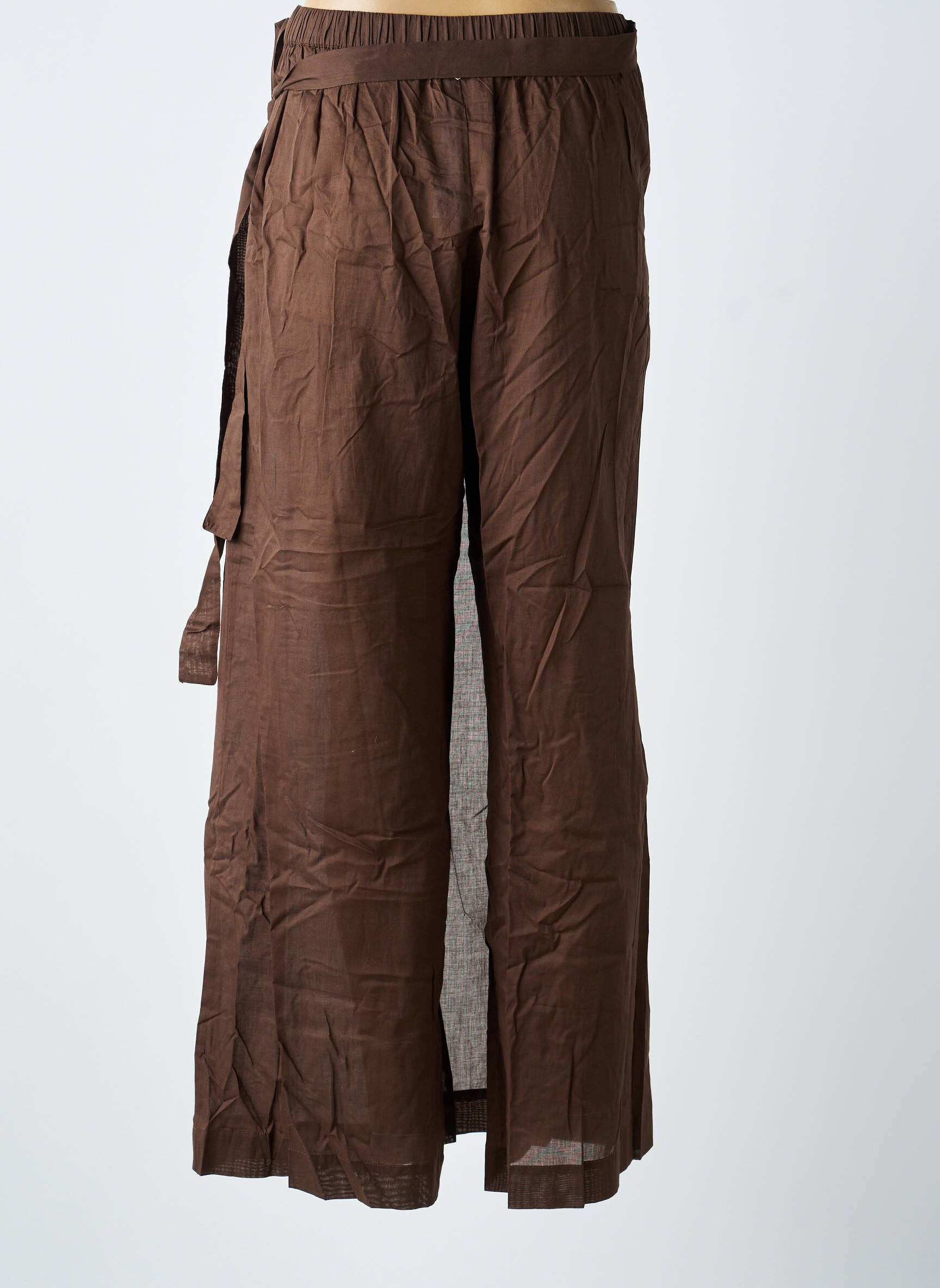 Pantalon large tissage popeline taille normale marron TWINSET femme