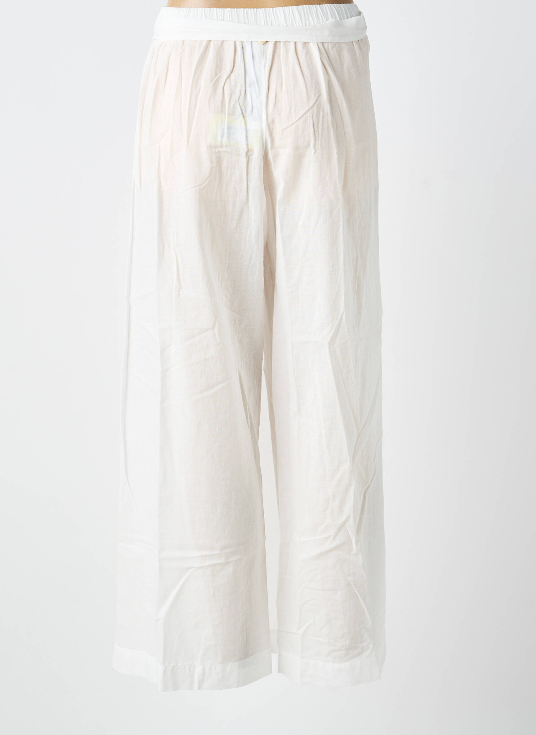 Pantalon large tissage popeline taille normale blanc TWINSET femme
