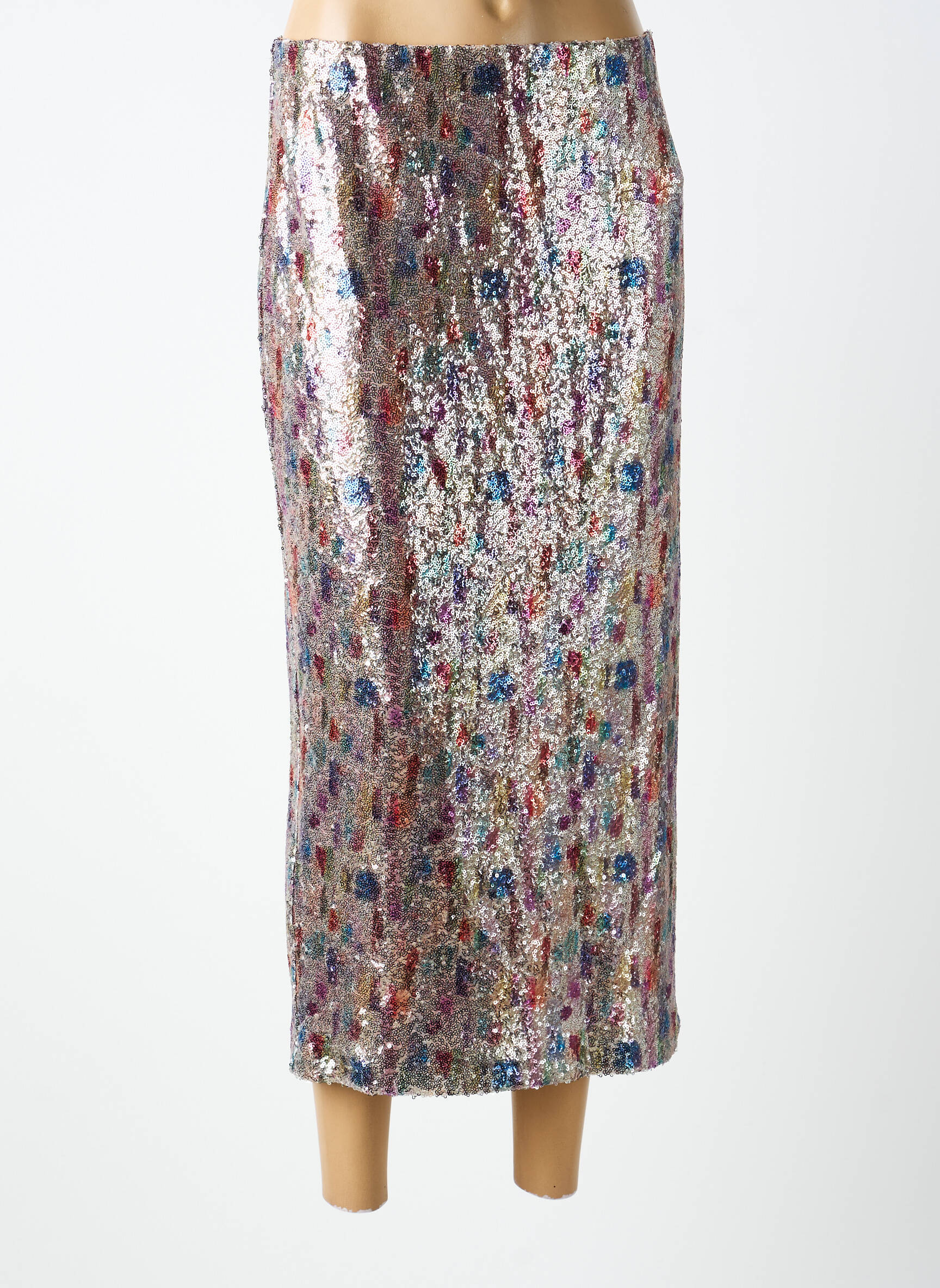 Jupe longue fermeture zippée au dos argent ELENA MIRO femme
