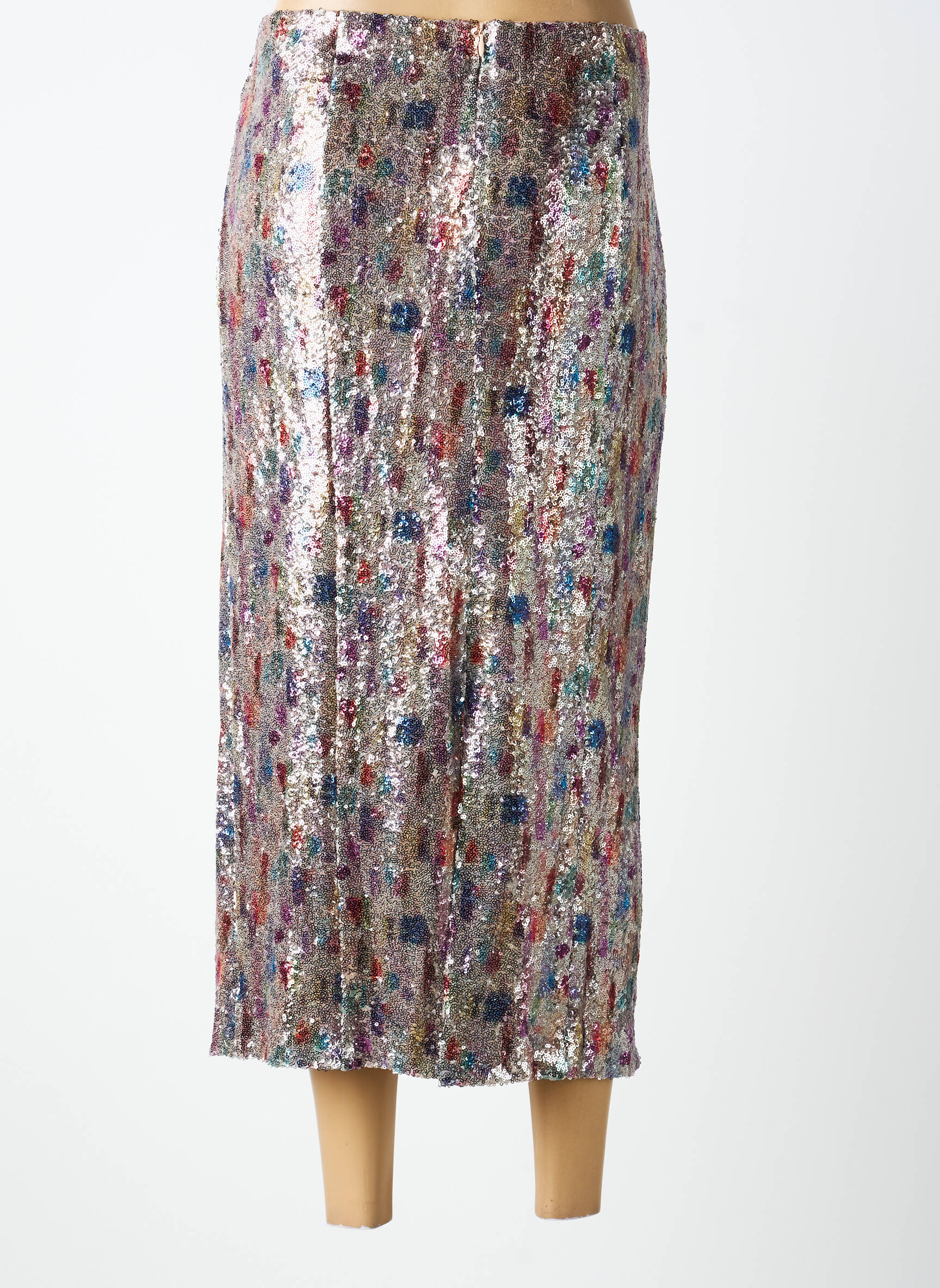 Jupe longue fermeture zippée au dos argent ELENA MIRO femme