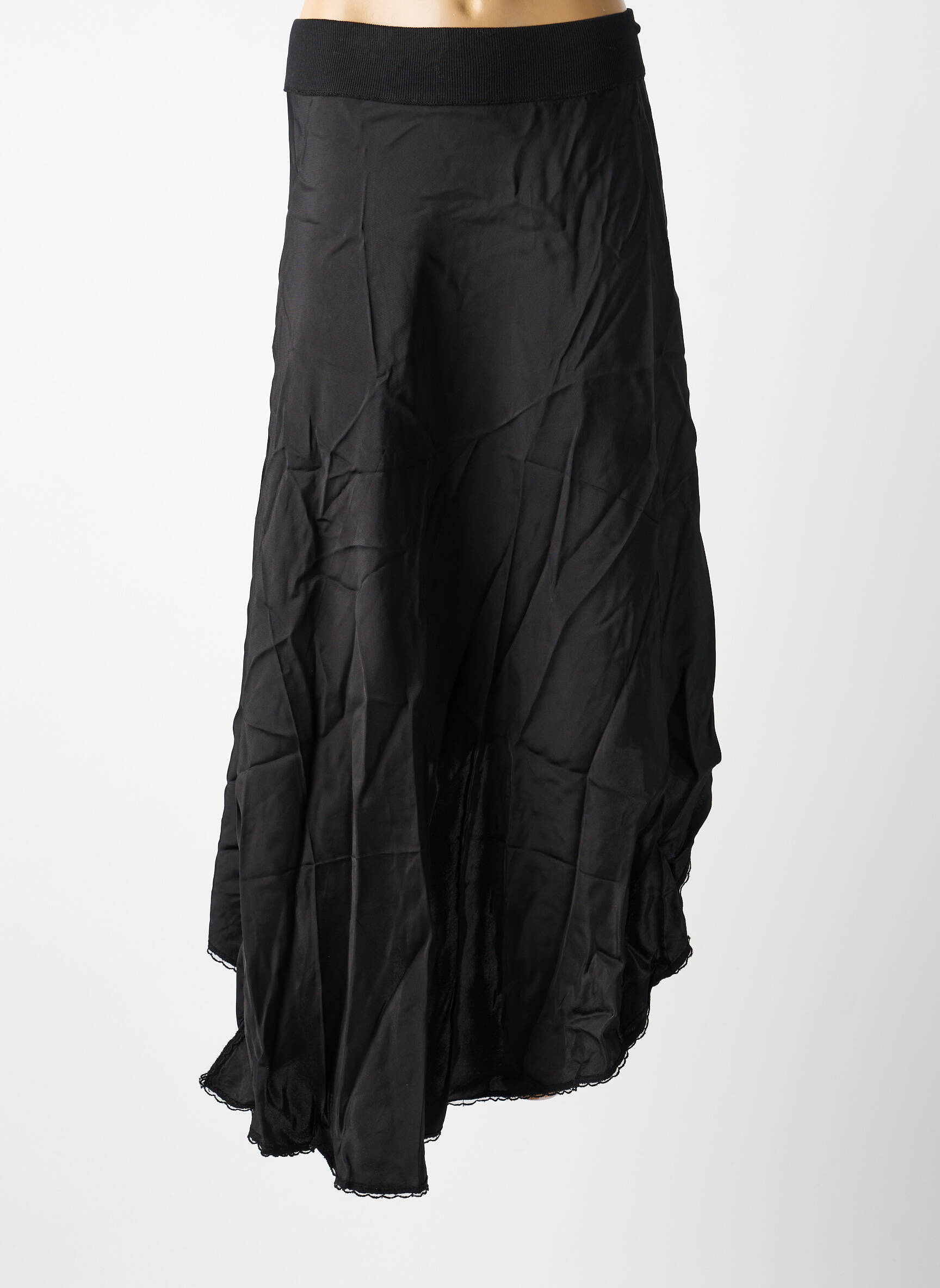 Jupe longue coupe asymétrique noir KUXO femme