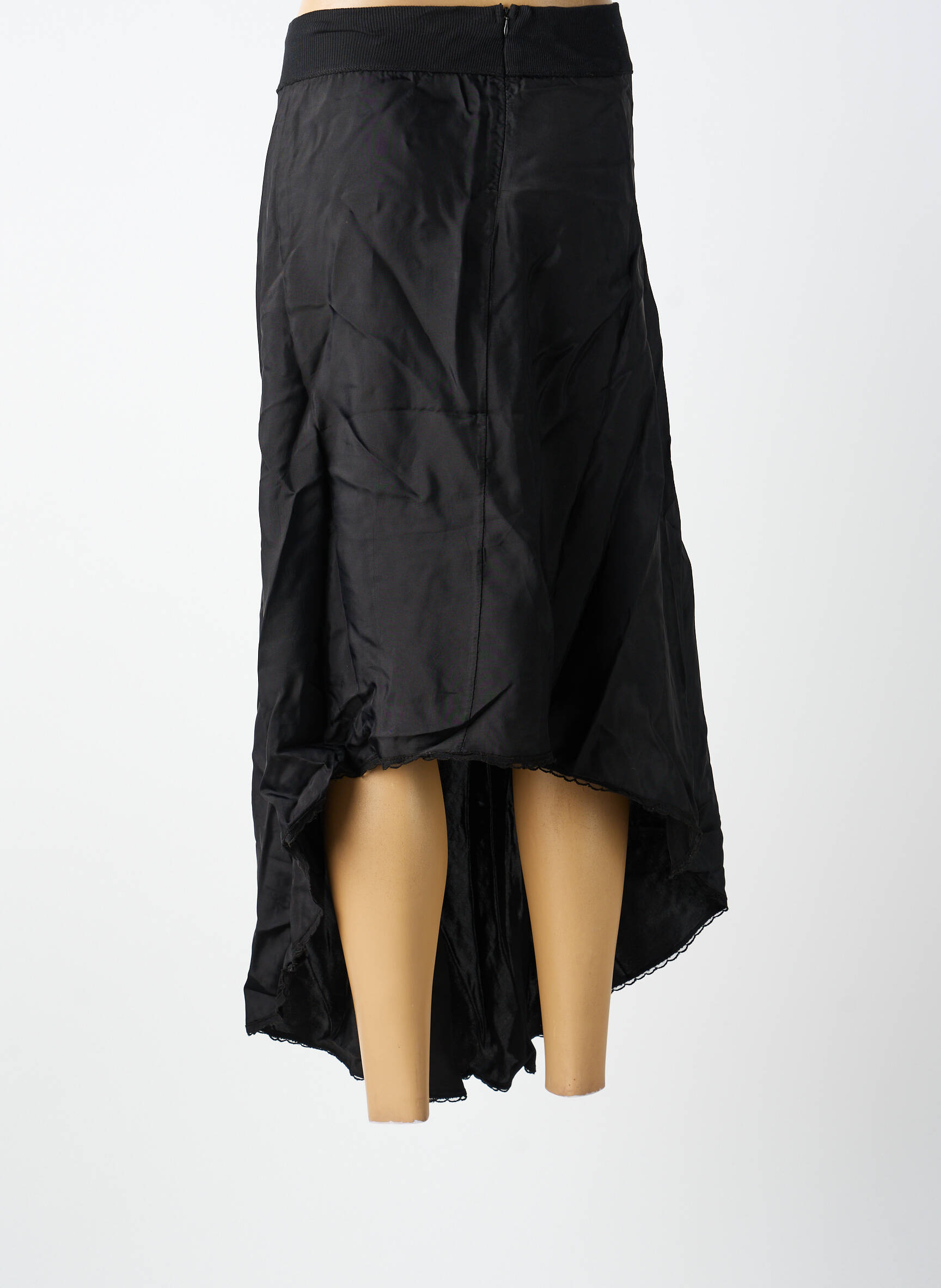 Jupe longue coupe asymétrique noir KUXO femme