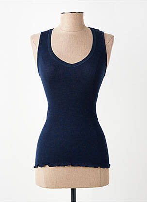 Débardeur stretch sans manche bleu VITTORIA B femme