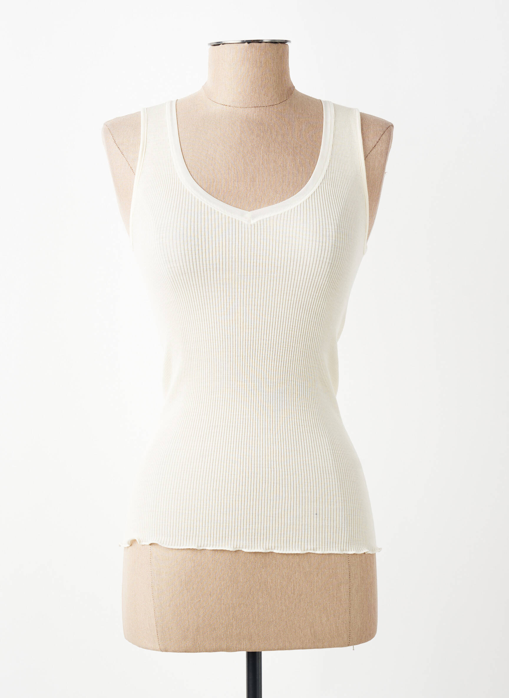 Débardeur stretch sans manche beige VITTORIA B femme