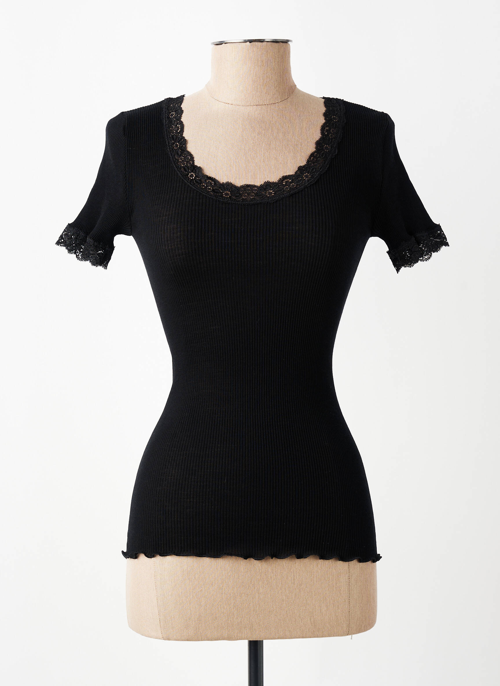 T-shirt stretch manches courtes noir VITTORIA B femme