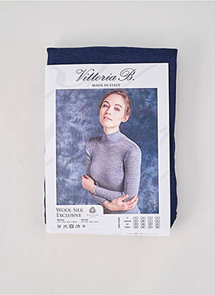 Sous-pull tissage chiné manches longues bleu VITTORIA B femme
