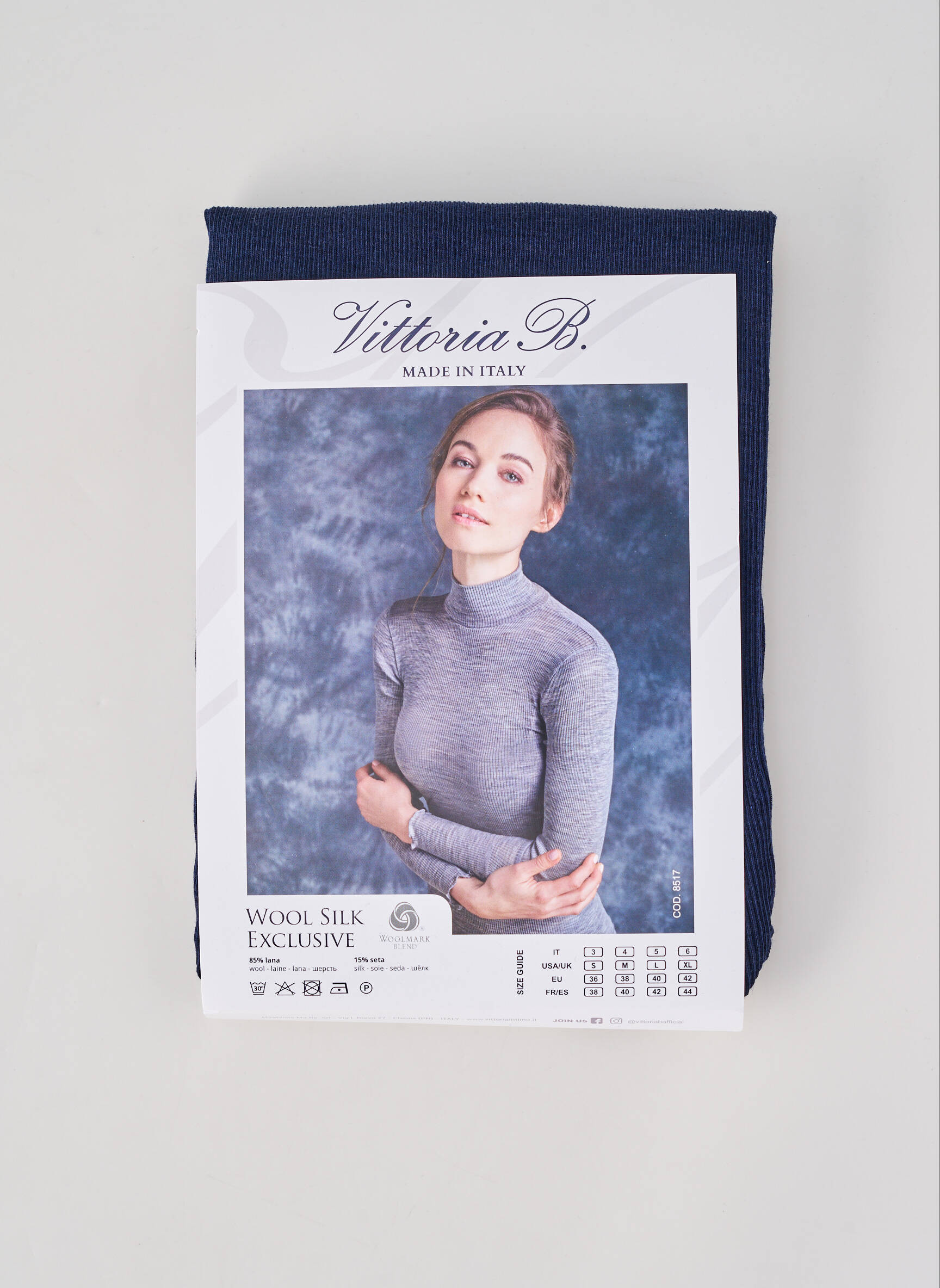 Sous-pull tissage chiné manches longues bleu VITTORIA B femme