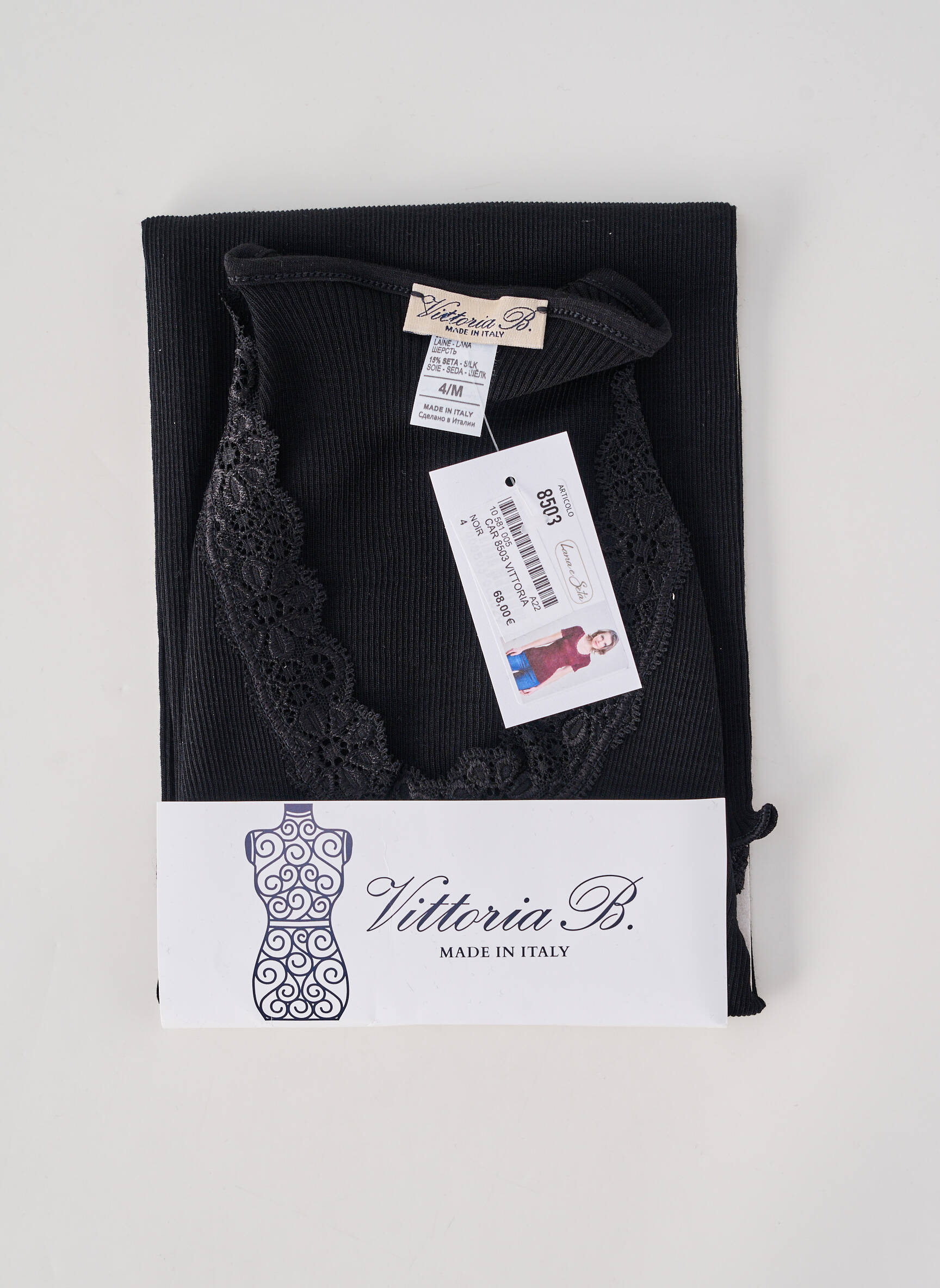 T-shirt stretch manches courtes noir VITTORIA B femme