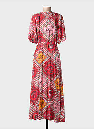 Robe longue imprimé fantaisie manches courtes rouge SURKANA femme
