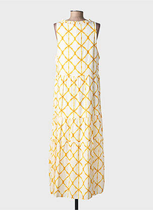 Robe longue imprimé fantaisie sans manche jaune SURKANA femme