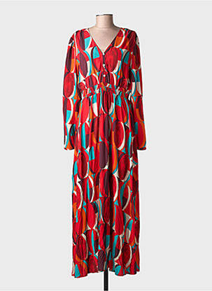 Robe longue manches longues manches longues rouge SURKANA femme