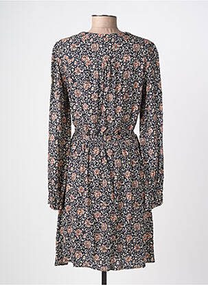 Robe mi-longue imprimé fantaisie manches longues noir C'EST BEAU LA VIE femme