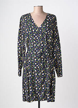 Robe mi-longue imprimé fantaisie manches longues bleu SURKANA femme