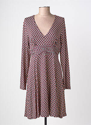 Robe mi-longue imprimé fantaisie manches longues violet SURKANA femme