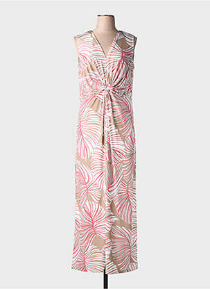 Robe longue imprimé fantaisie manches courtes rose BIANCA femme