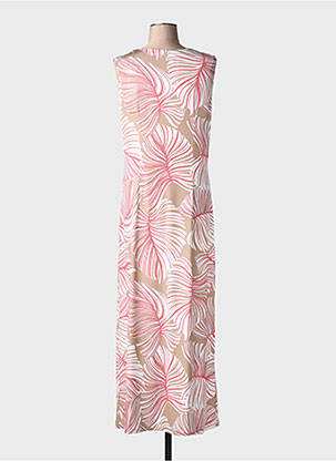 Robe longue imprimé fantaisie manches courtes rose BIANCA femme