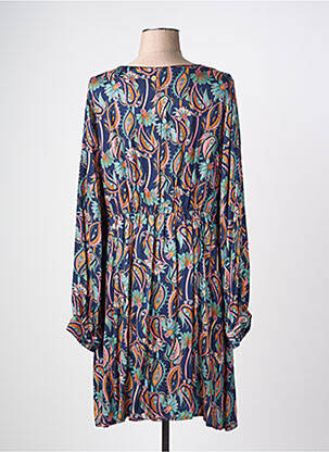 Robe mi-longue imprimé fantaisie manches longues bleu LOLA ESPELETA femme