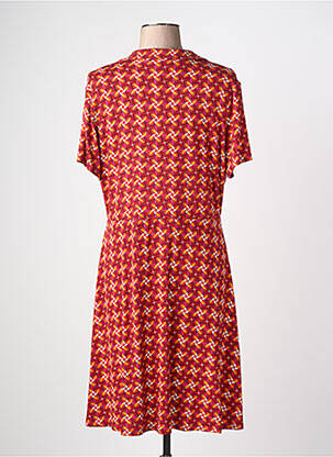 Robe mi-longue imprimé fleurs manches courtes rouge SURKANA femme