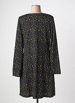 Robe mi-longue imprimé fantaisie manches longues noir SURKANA femme