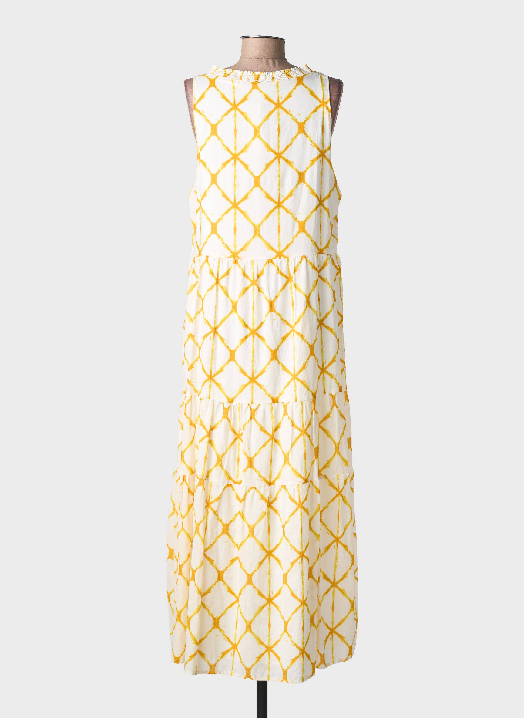 Robe longue imprimé fantaisie sans manche jaune SURKANA femme