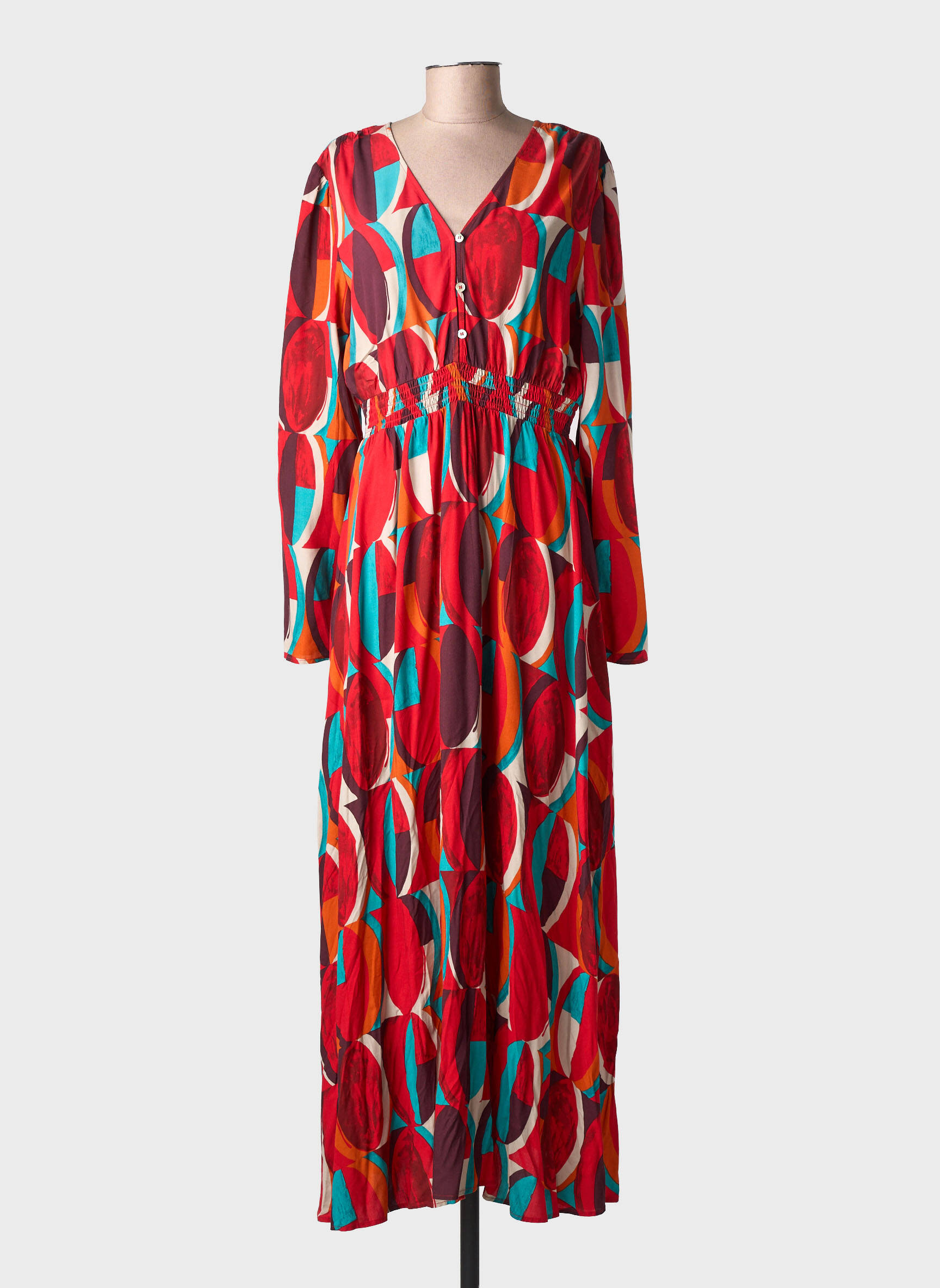 Robe longue manches longues manches longues rouge SURKANA femme