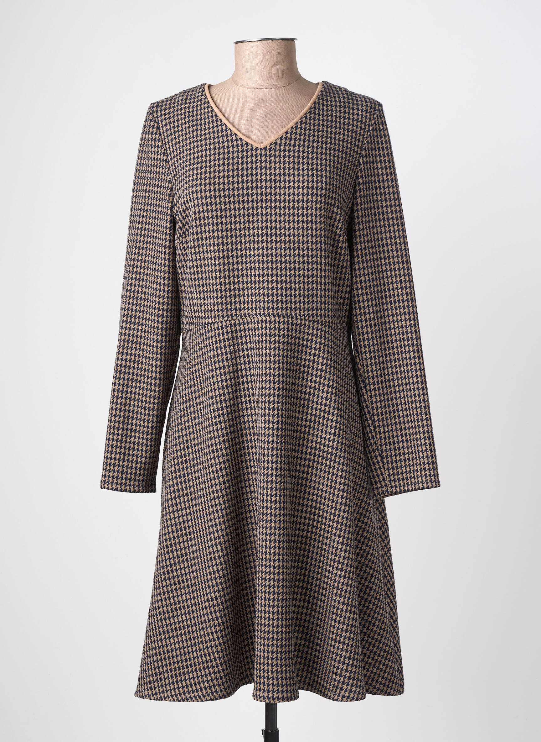 Robe mi-longue manches longues manches longues marron ESCORPION femme