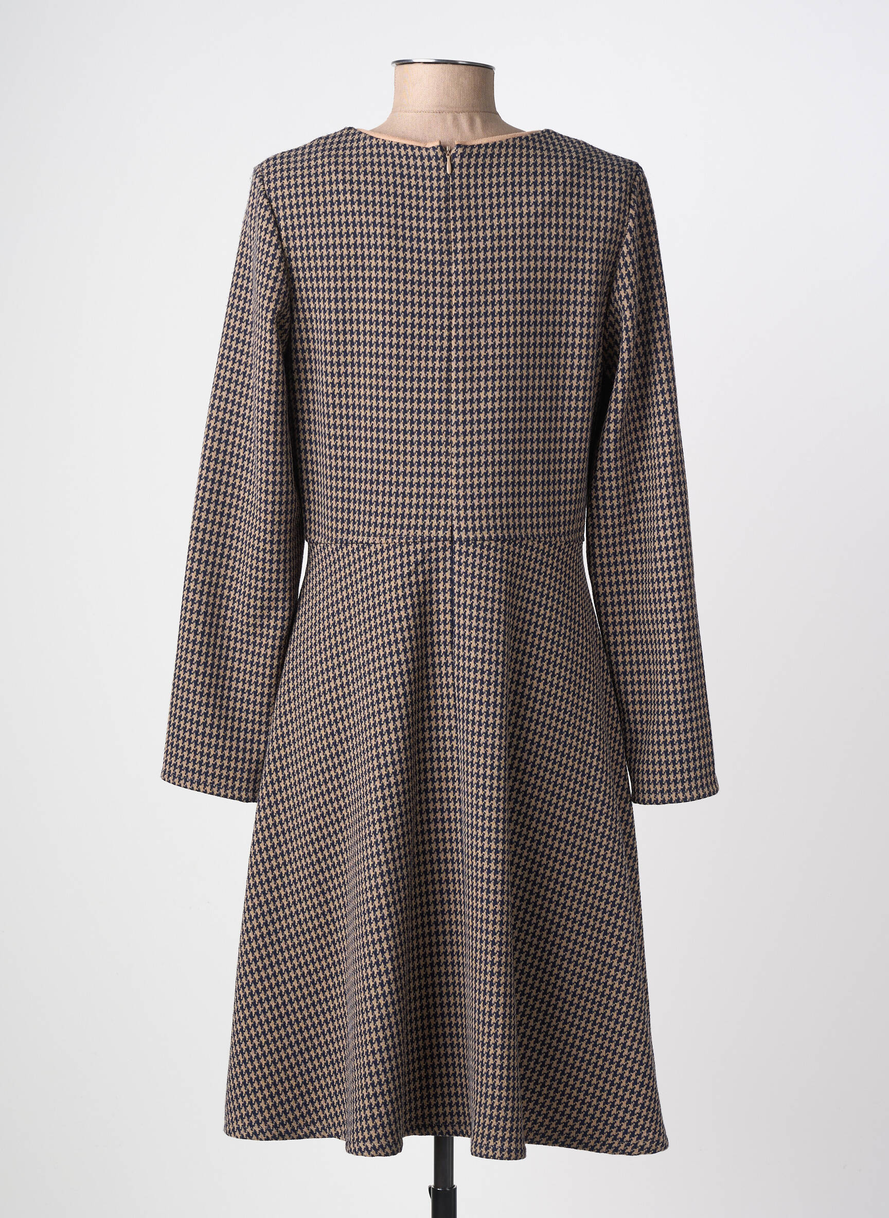 Robe mi-longue manches longues manches longues marron ESCORPION femme
