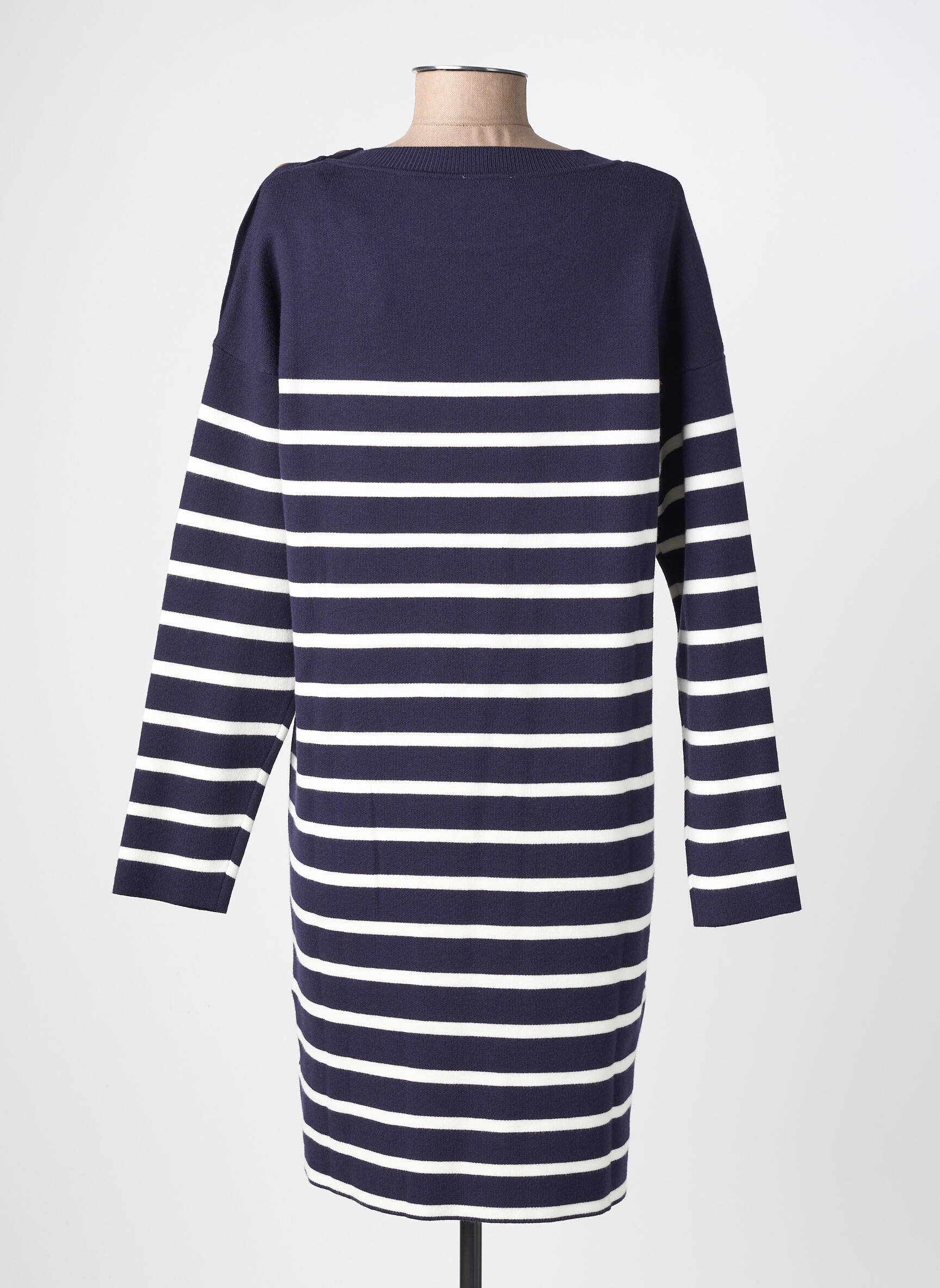 Robe pull coupe droite manches longues bleu C'EST BEAU LA VIE femme