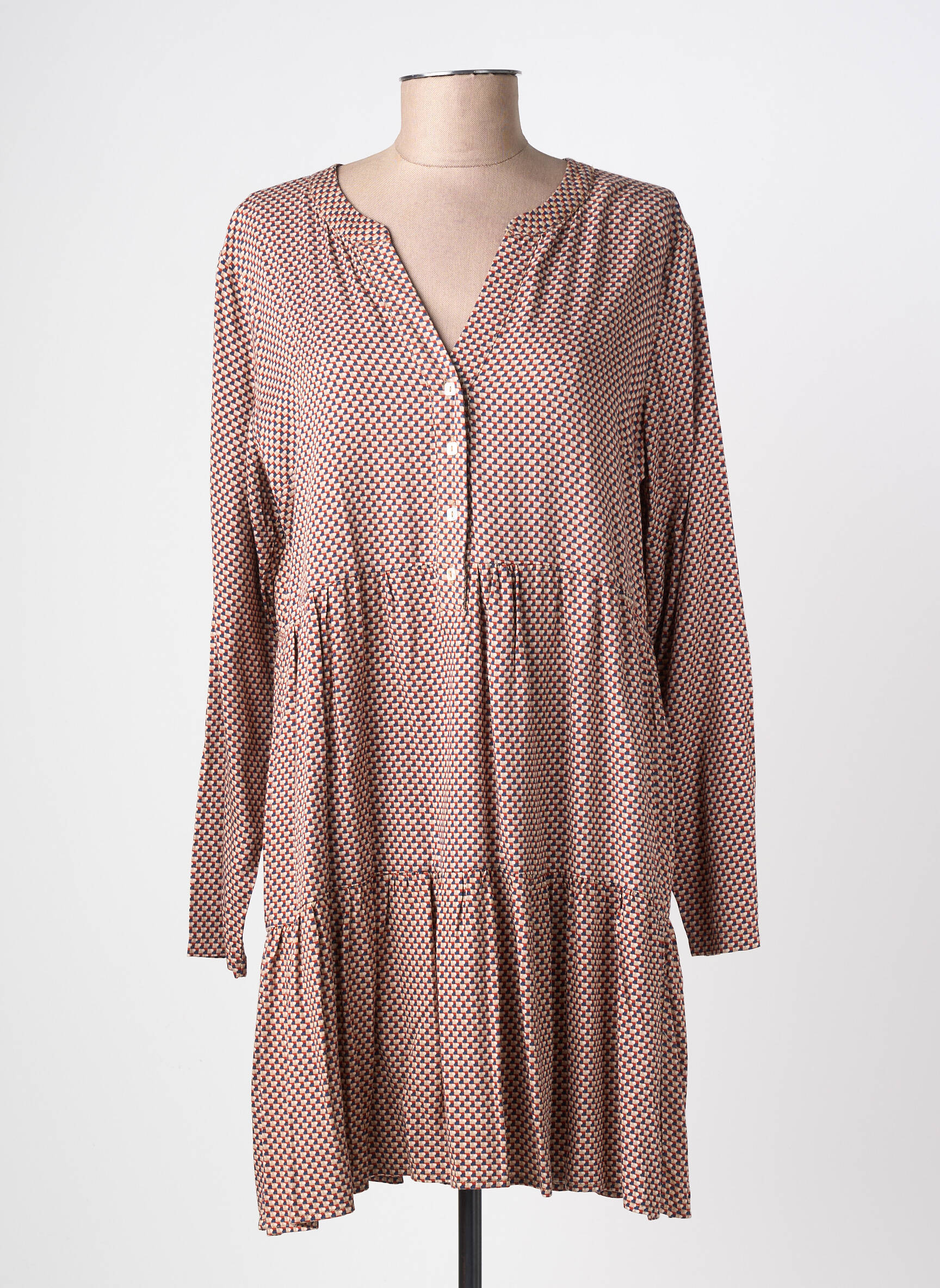 Robe courte manches longues manches longues beige SURKANA femme