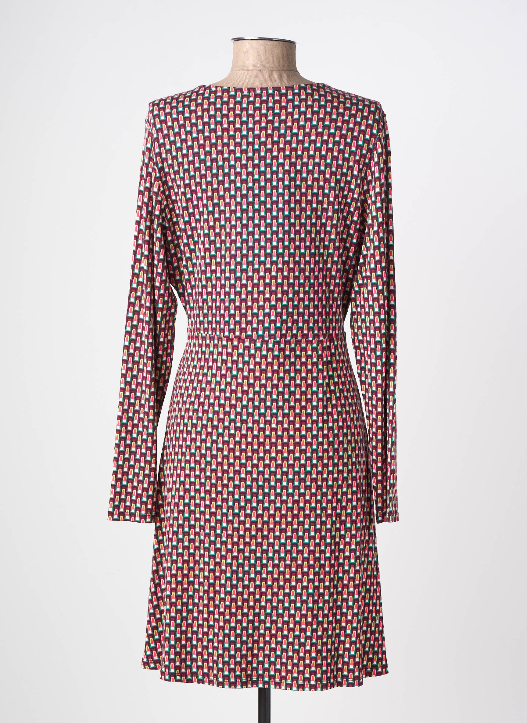 Robe mi-longue imprimé fantaisie manches longues violet SURKANA femme