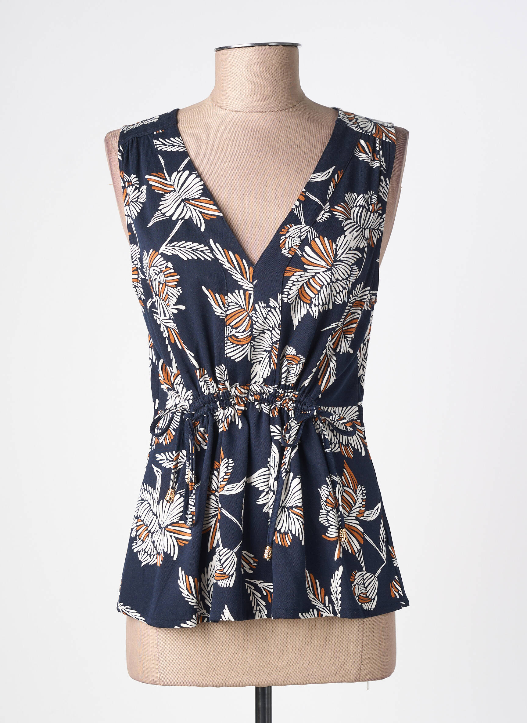 Top imprimé fantaisie sans manche noir LOLA ESPELETA femme