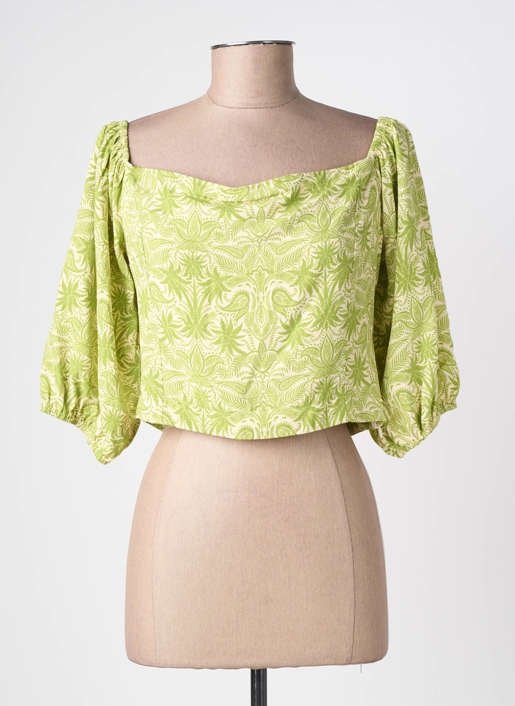 Top imprimé fantaisie manches courtes vert SURKANA femme