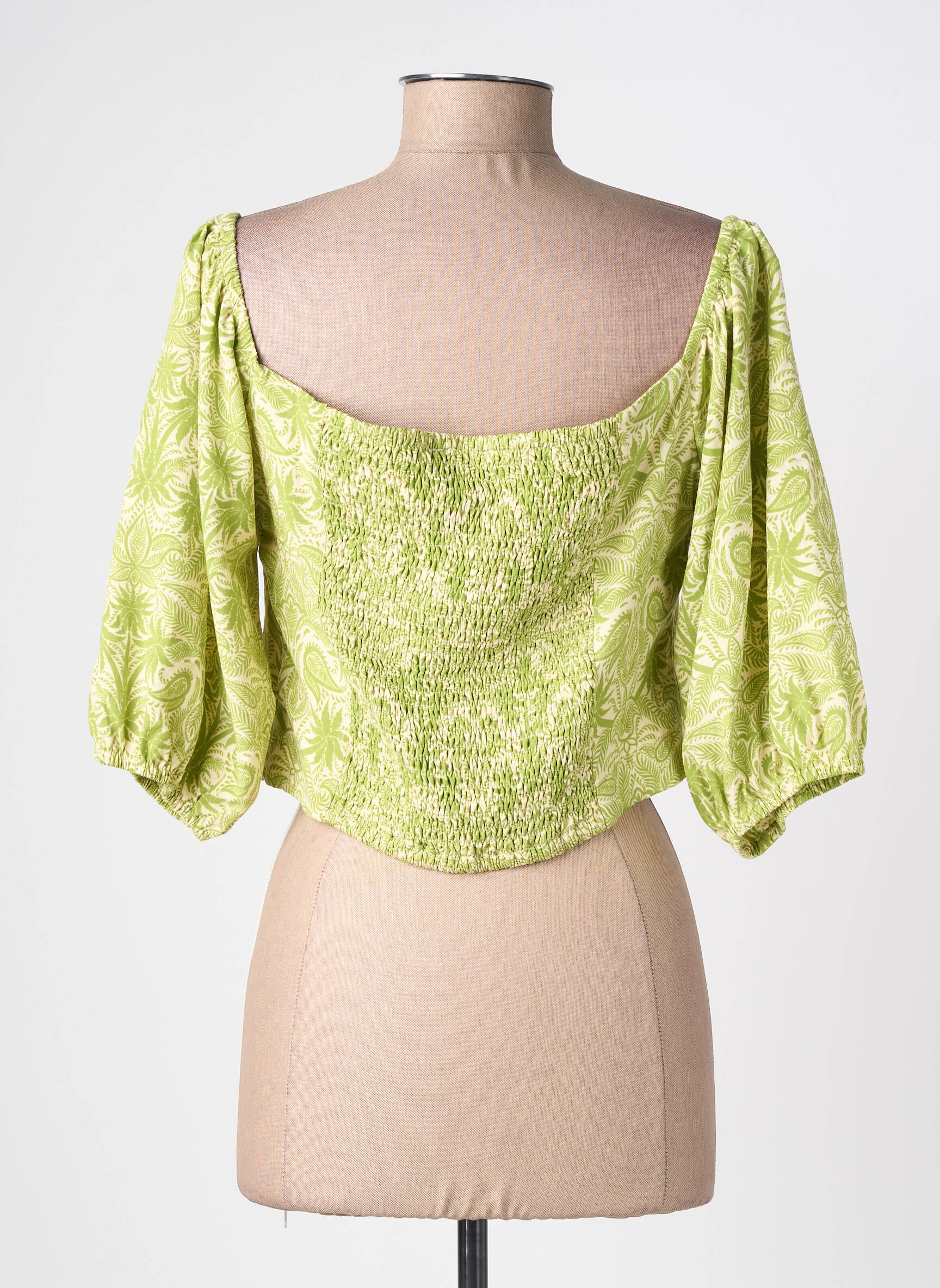 Top imprimé fantaisie manches courtes vert SURKANA femme