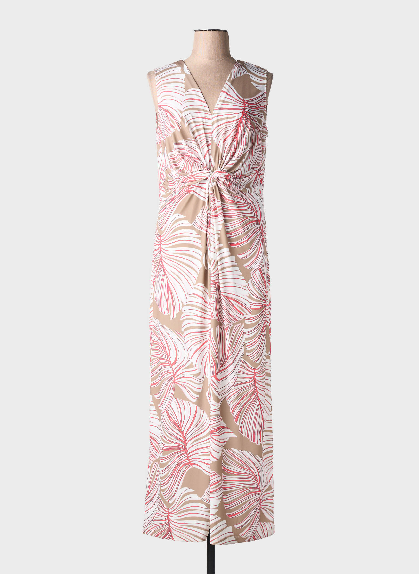 Robe longue imprimé fantaisie manches courtes rose BIANCA femme