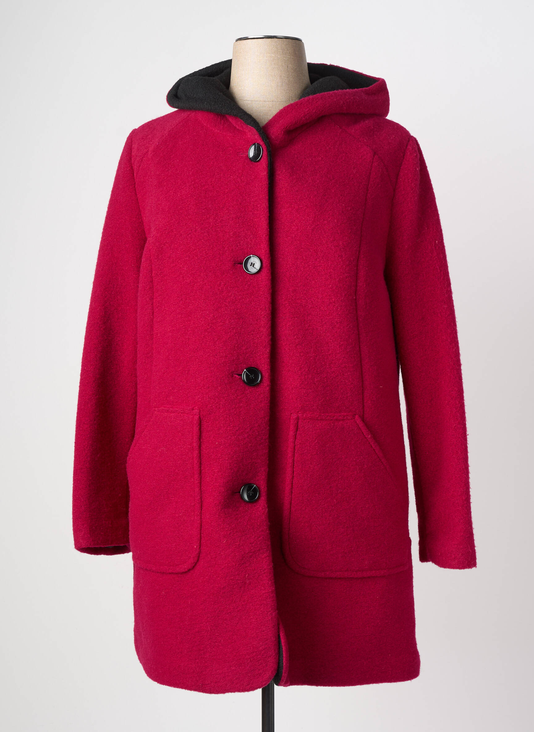 Manteau court capuche a capuche rouge BARBARA LEBEK femme