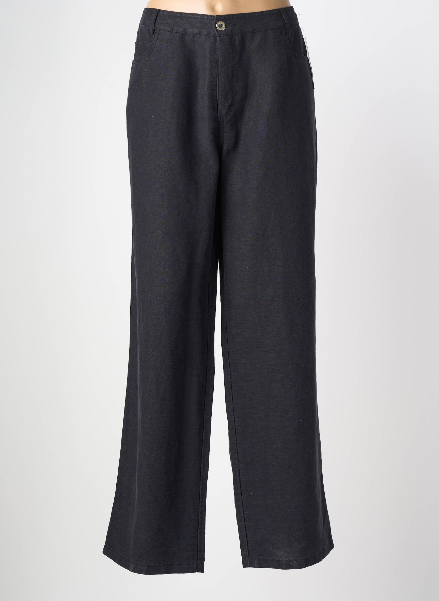 Pantalon droit fermeture zippée sous rabat boutonné taille normale noir ANNA MONTANA femme