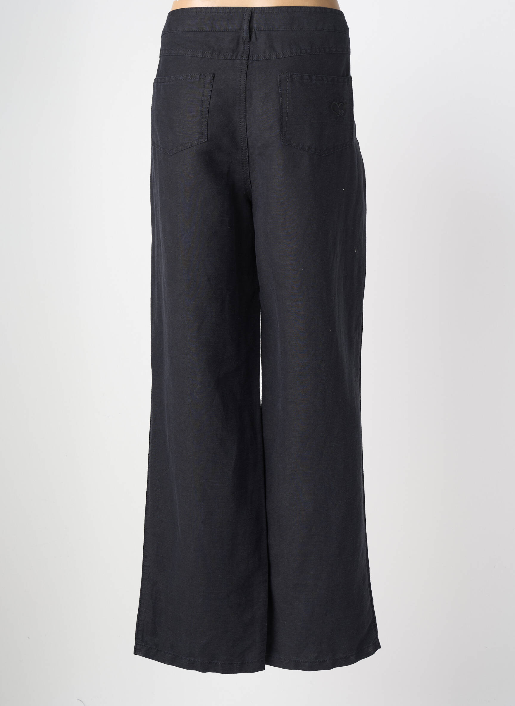 Pantalon droit fermeture zippée sous rabat boutonné taille normale noir ANNA MONTANA femme