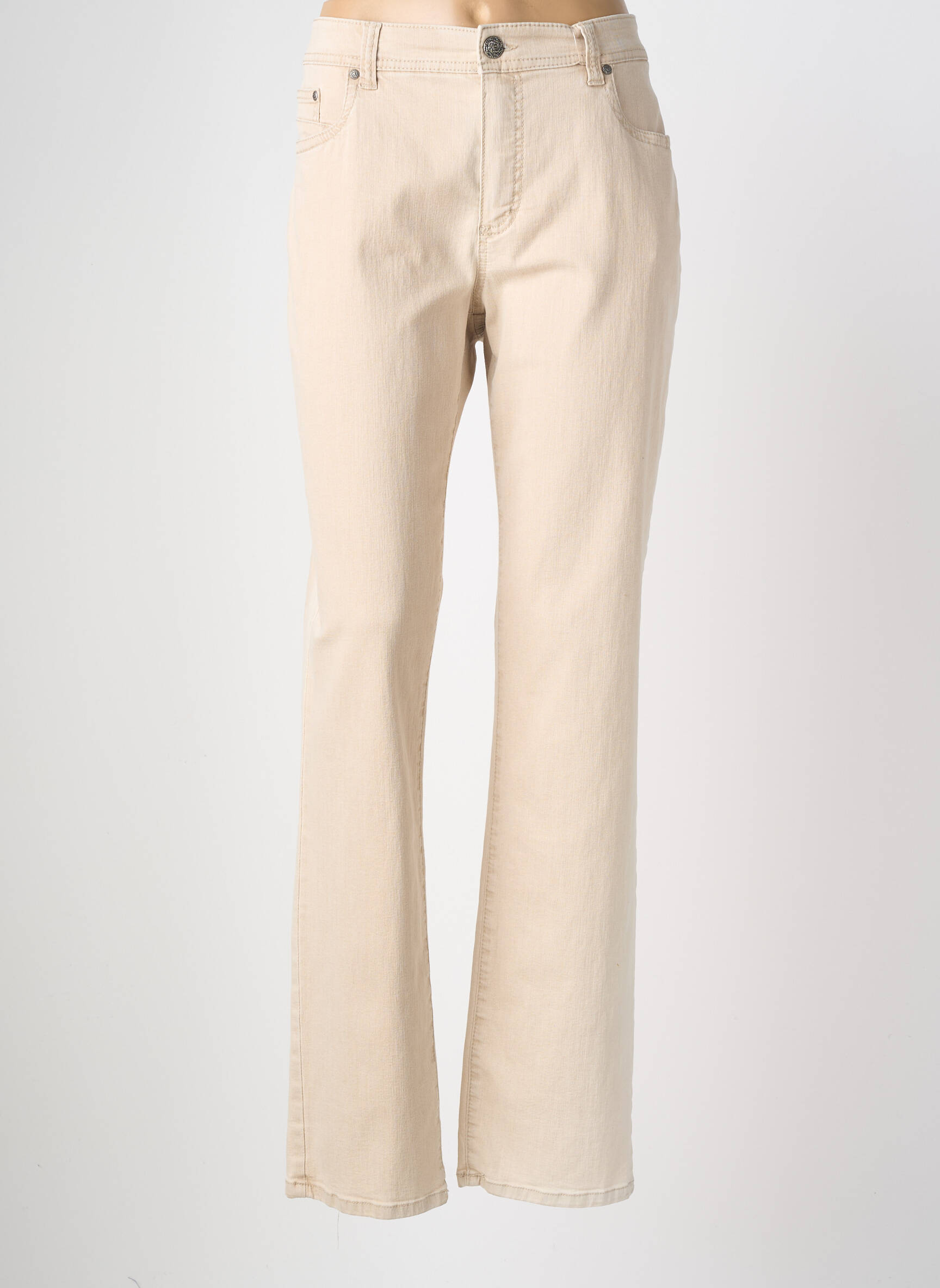 Pantalon droit stretch taille normale beige ANNA MONTANA femme