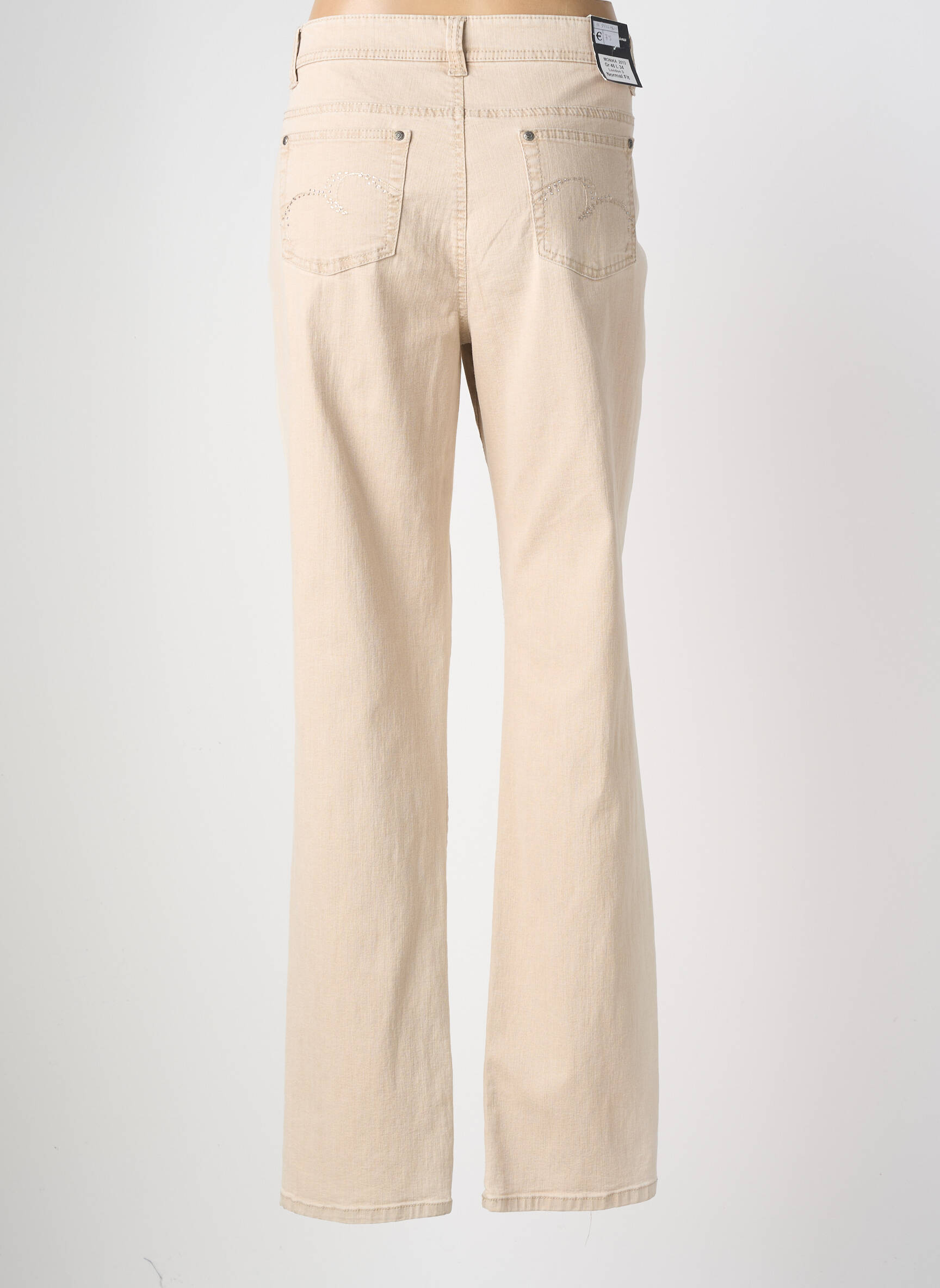 Pantalon droit stretch taille normale beige ANNA MONTANA femme