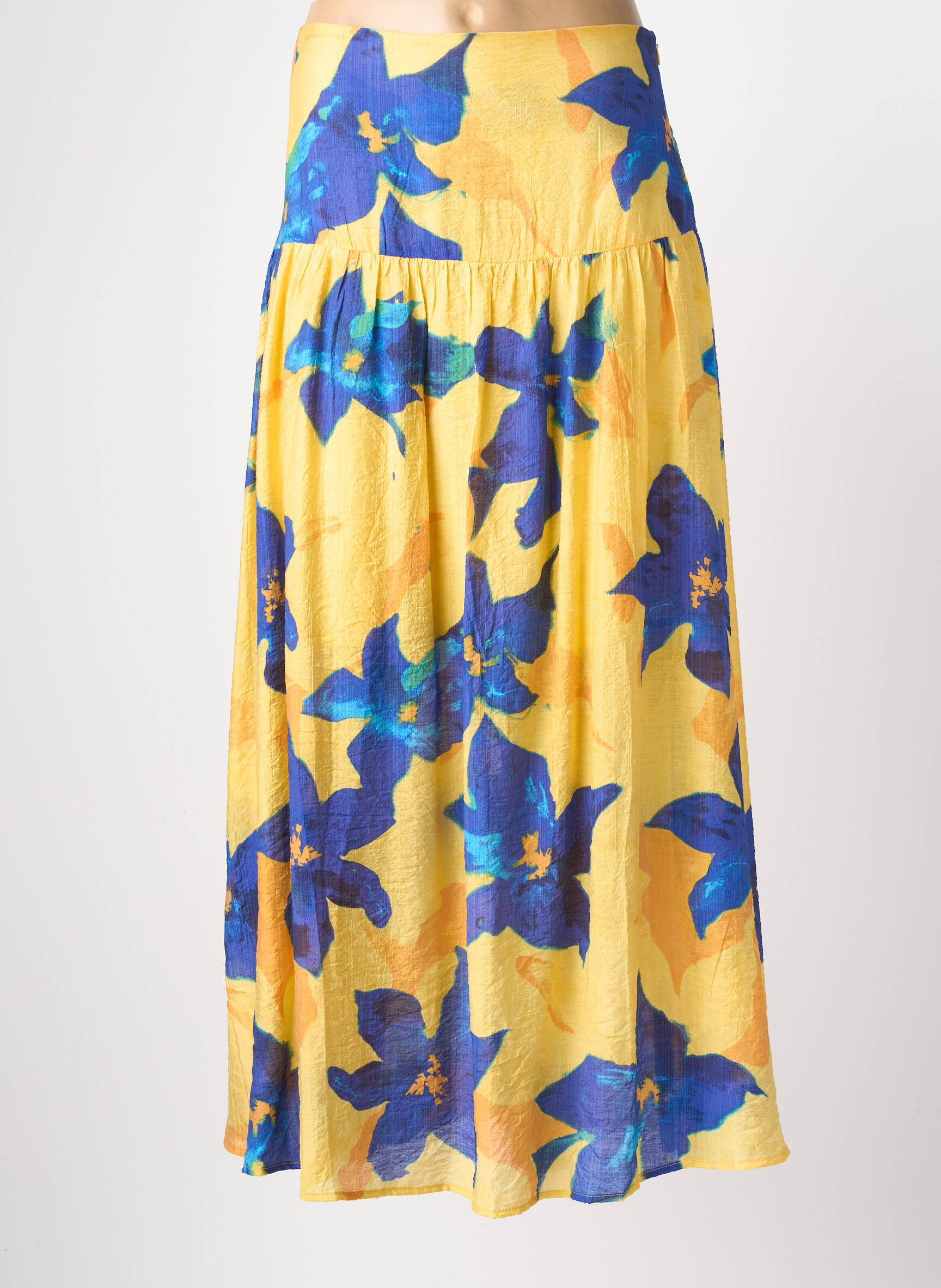 Jupe longue imprimé fantaisie jaune SURKANA femme