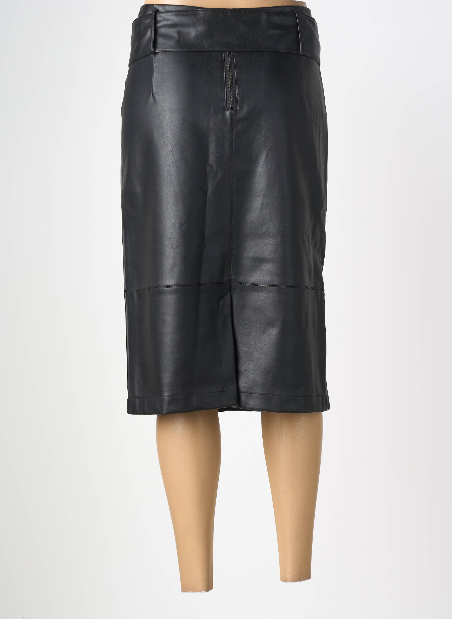 Jupe mi-longue coupe droite noir RINO & PELLE femme