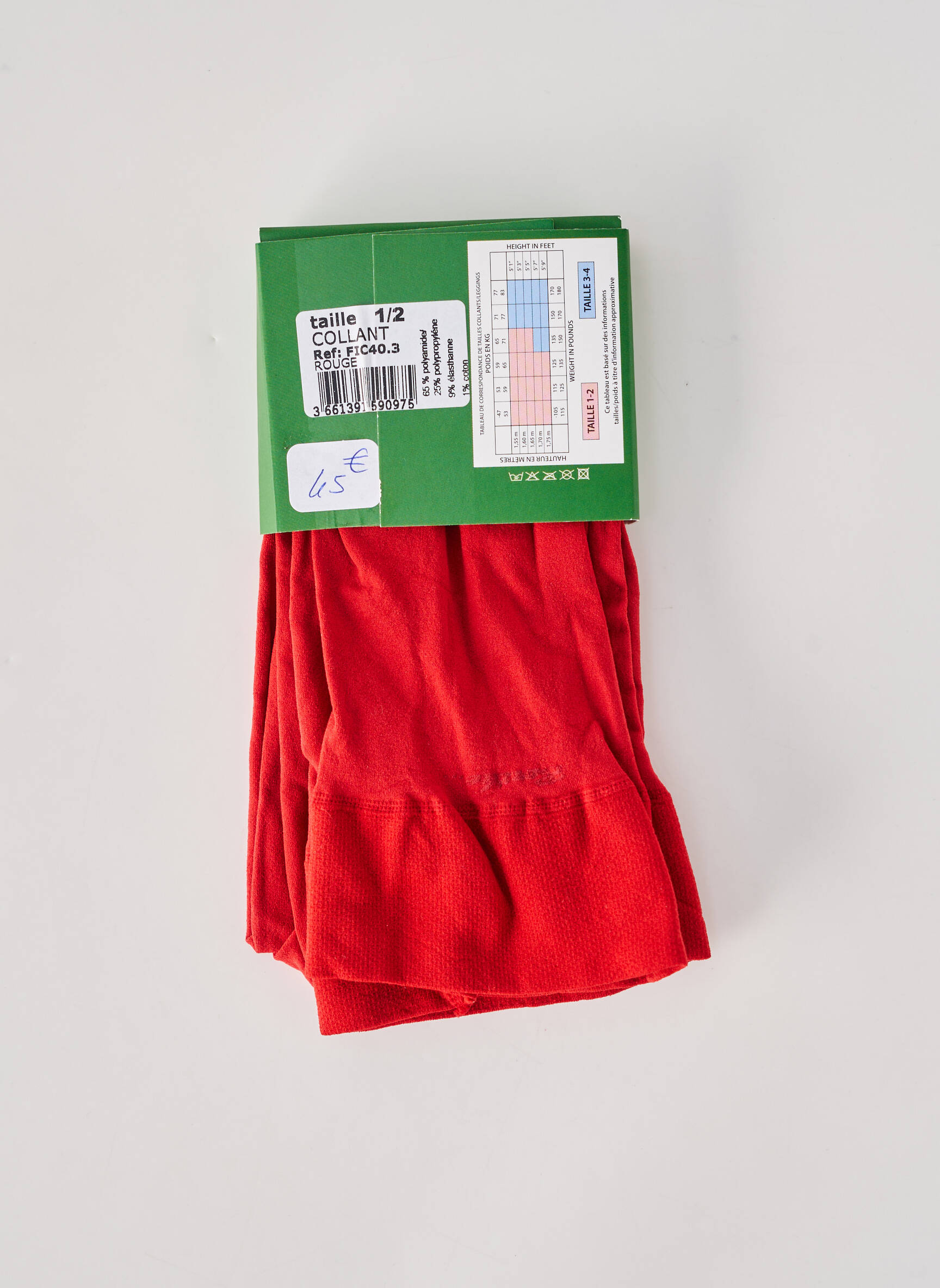 Collants stretch rouge BERTHE AUX GRANDS PIEDS femme