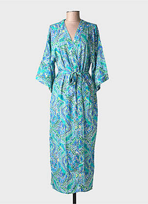 Veste kimono imprimé fantaisie bleu JULIE GUERLANDE femme