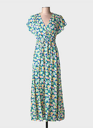 Robe longue manches courtes manches courtes bleu C'EST BEAU LA VIE femme