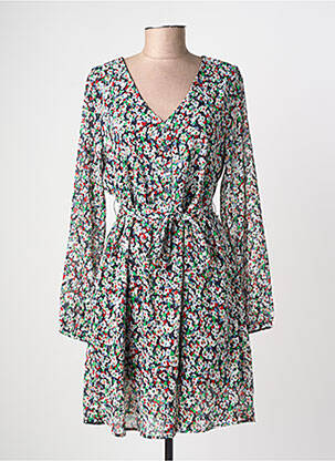 Robe courte imprimé fleurs manches longues bleu ONLY femme