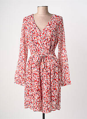 Robe courte imprimé fleurs manches longues rouge ONLY femme