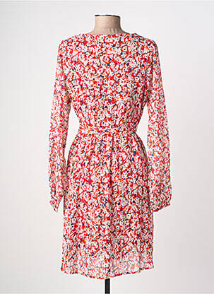 Robe courte imprimé fleurs manches longues rouge ONLY femme