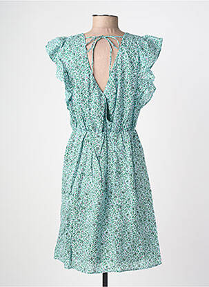 Robe courte imprimé fleurs manches courtes vert C'EST BEAU LA VIE femme
